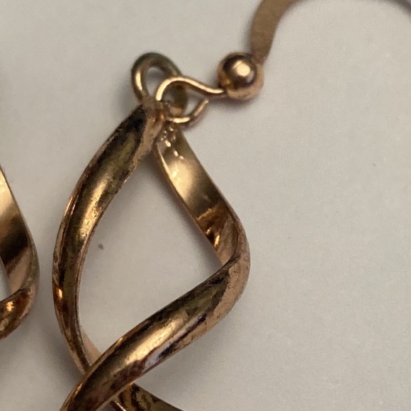 Twisted Swirl Copper Tone Drop Earrings - Picture 5 of 8